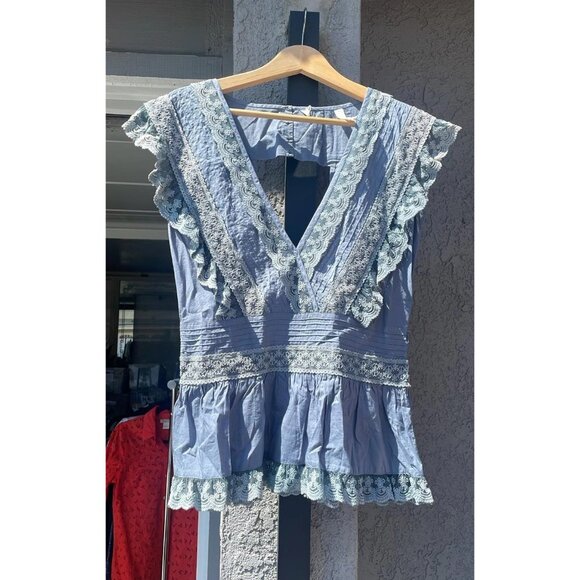 Free people Floral Embroidered Lace Tank Blouse Top S - Picture 1 of 2